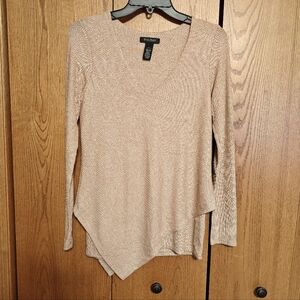 White House Black Market Beige Long Sleeve Knit Top